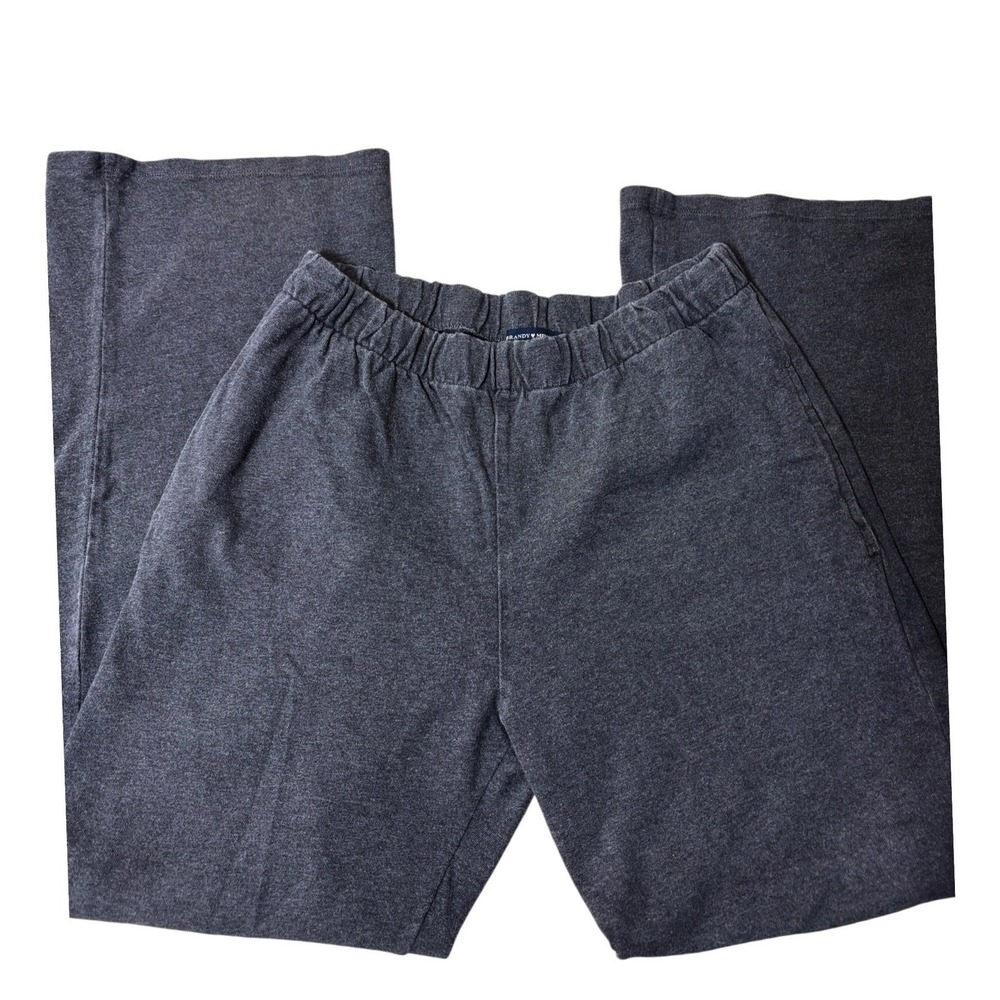Y2K Brandy‎ Melville Pants Sz 7 Dark Gray Wide Leg Elastic Waist Cotton Lounge